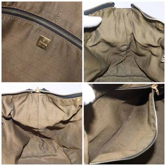 FENDI Zucca Canvas Vanity Pouch Black Brown gold Auth 131366 - Picture 16 of 16